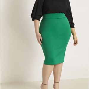 ELOQUII Neoprene Pencil Skirt - Emerald Green